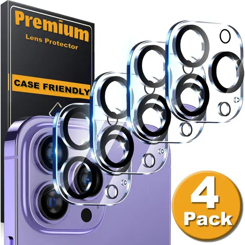 [4 Pack] Camera Lens Protector for iPhone 18 Pro Max/17/17e/Air/16/16e/15/14 Plus/13 Mini/12/11 Pro Max, Tempered Glass, 9H Hardness HD Protection Accessories  Cellphone Casing Friendly, Anti-Scratch, Anti-Drop, Strong Adhesive, No Night Shot Impact