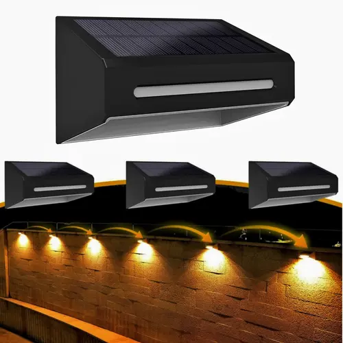 FabStyl Solar Outdoor Decorative Wall Lamps - IP65 Waterproof RGB LED Garden Accent Lights, 9 Color Modes, Memory Save Mode, Synchronous Switching, Adhesive Silicon Mount, Batteries-Powered Atmosphere Decoration for Decking & Patio