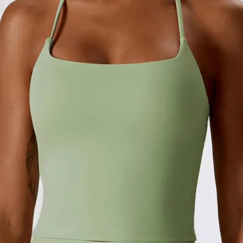 Women's Solid Criss Cross Backless Sports Vest, Casual Comfy Breathable Quick Drying Cami Top for Yoga Gym Workout Running Fitness, Ladies Sportswear Clothing, Gymwear Tanks, Workout Vests, Summer Outfits 2024, Activewear