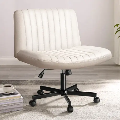 PUKAMI Criss Cross Rolling Chair - Adjustable Armless Ergonomic Seat, Modern Indoor Furniture, 360° PU Nylon Silent Wheels, 4.7-inch Height for Home Office Desk Use with Friends & Family