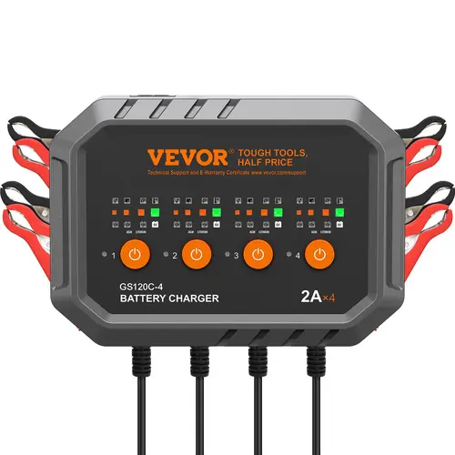 【toolupgrade】VEVOR 8-Amp Compact Smart Battery Charger with Copper Wires, 8 Wire Terminals, Force Mode Revive, Desulfator - Fully-Automatic Automotive Vehicle Repair Tool for LiFePO4, Lead-Acid (AGM/Gel/SLA) Batteries - Home Improvement Electrical Tools