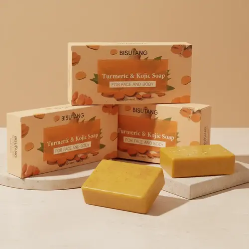 3PCS Lemon Turmeric Kojic Acid Soap Bars - 4.5 oz Gentle Natural Blend Body Care Cleanser with Citrus Aroma, Skin Whitening Dark Spot Remover, Daily Face & Body Wash, Back to School Item