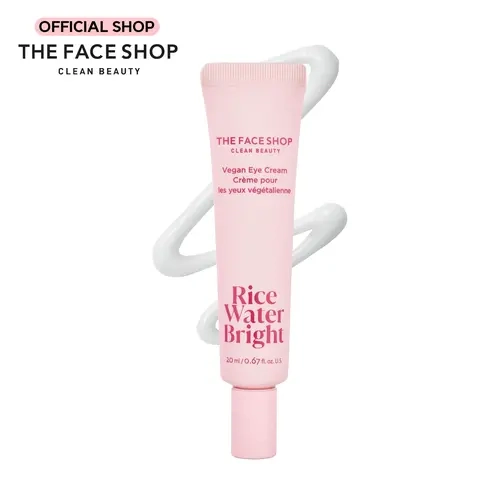 [THE FACE SHOP] Rice Water Bright Vegan Eye Cream | Low Molecular Eye Treatment with Ceramide, Niacinamide, Vitamins & Hyaluronic Acid | Brightens Dark Circles and Firms Delicate Skin | Korean Skincare