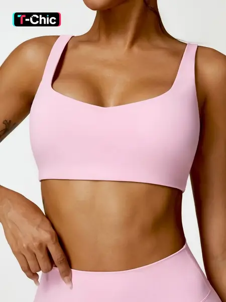 Women's Solid Backless Sports Bra, Quick Drying Breathable Comfortable Wireless Workout Yoga Bra, Wirefree Sports Bra, Backless Yoga Bras, Summer Outfits 2024, Ladies Sportswear for Indoor Outdoor Wear