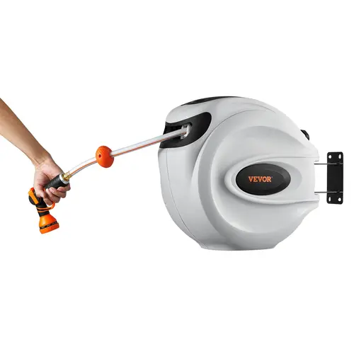【DealsForYouDeals】VEVOR Retractable Hose Reel, Various specifications, 100'x1/2" 180° Swivel with 9-Pattern Nozzle, Automatic Rewind, Lock at Any Length, Slow Return System, Garden Accessories, Irrigation Backyard, Outdoor Gadgets