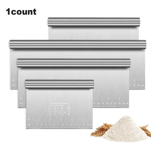 Stainless Steel Dough Cutter, Bread Scraper, Pastry Cake Smoother with Measuring Scale and Conversion Chart, Dishwasher Safe Pizza Cutter for Kitchen Baking, Kitchen Bench Scraper Tool, Baking Tools, Kitchen Gadgets, Kitchen Accessories