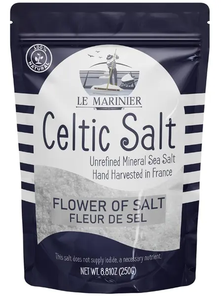 Le Marinier Celtic Salt Fleur de Sel/Flower of Salt 8.81oz Mineral-Rich Unrefined 100% Natural Hand Harvested Mineral Low Sodium