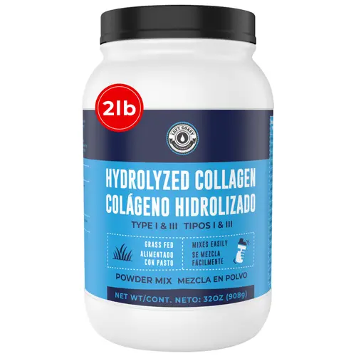 Colageno Hidrolizado Premium En Polvo Para Mujeres y Hombres - 2lb - Péptidos de Colageno tipo I & III -Alimentado Con Pasto - Sin Sabor | Hydrolyzed Collagen Powder for Women and Men - 2lb - Type I and III Collagen Peptides - Grass-Fed - Unflavored
