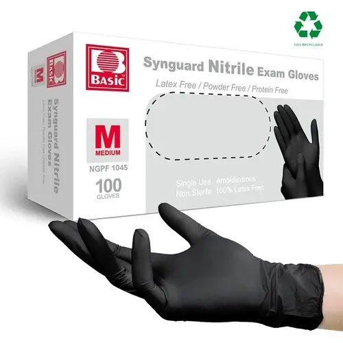 Black Nitrile Disposable Household Cleaning Gloves for Home Users - 4.0 Mil, 100 Pcs, Powder-Free Wear, Latex-Free, Durable, Abrasive Resistant, Comfortable, Food-Safe, Regular Size, Kitchen Gloves for Washing Dishes