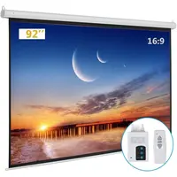 VINGLI Motorized Projection Screen with Remote Control, 92 Inch 16:9 (80" x 45") High Quality Smooth Matt Surface, Wrinkle-Free, Dent-Free, Even Light Spread, for Home Use, Classroom Training