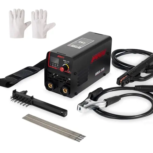 PUWU Portable 110V 140A Mini MMA Arc Stick Welder Full Kit - Tig Welding Torch, Hot Start Function, Overheat Protection, Trial Welding Rod, Electrode, Gloves, Brush, Clamp Connectors, Handheld Grip, Arc/Tig Modes for Varied Metals, Father's Day Tool Gift