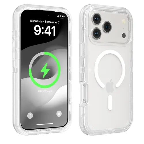 MagSafe Defender Case For iPhone, Multi-Layer Case Hybrid Heavy Duty Shockproof Case, Magnetic Transparent Clear Cover Protective Smartphone Case For 17 Pro Max/17/16/15/14/13 For Apple iPhone 17 Air 18Pro Max