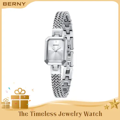 BERNY Silver Watches for Women Dainty Quartz Bracelet Watch All Stainless Steel Ladies Rectangle Mini Wristwatch Small Fashion Waterproof Easy Resize Detachable Bracelet Watch for Women and Love Ones, Jewelry Gift, Fall deals for you
