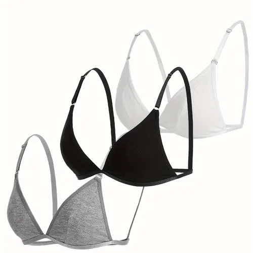 Women's Elegant Plain Wireless Triangle Bra, Adjustable Strap Backless Bralette, Soft Comfortable Lingerie Top for All Seasons