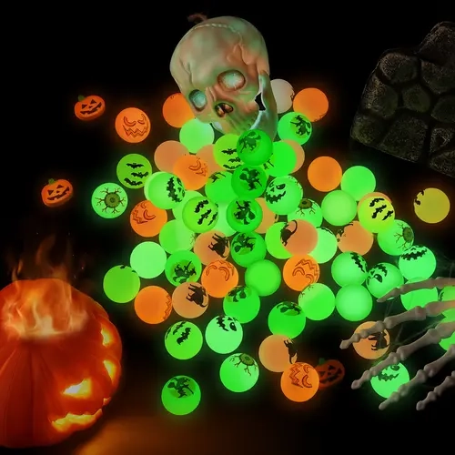 72 Pack Halloween Theme Designs Bouncing Balls, Glow in The Dark Bouncy Party Favors Supplies for Kids, Trick or Treating Goodie Fall Deals For You