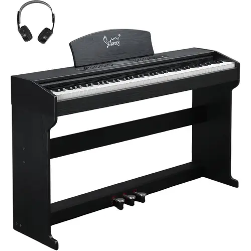 GLARRY 88-Key Heavy Hammer Digital Piano Keyboard - Classic Upright Wood Grain Black Model, LCD Display, Headphone, Triple Pedals, MIDI, USB, Bluetooth, Dual Tone, Volume Selection, 200 Rhythms, Beginner-Friendly Digital Pianos Instruments for Family