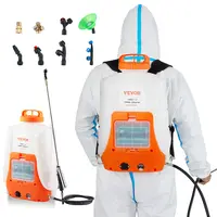 【DealsForYouDays】VEVOR Battery Powered Portable Backpack Sprayer0-90 PSI Adjustable Pressure4 Gallon TankBack Pack Sprayer with 8 Nozzles and 2 Wands12V 8Ah BatteryWide Mouth Lid for WeedingSprayingCleaning