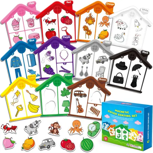 Torlam Magnetic Color Sorting Alphabet Toy - Unisex Kids' Learning Tool with Soft Plastic Learning Materials, Color-Shape Matching, Alphabet Practice, Fridge & Whiteboard Stickability for Halloween, Birthdays