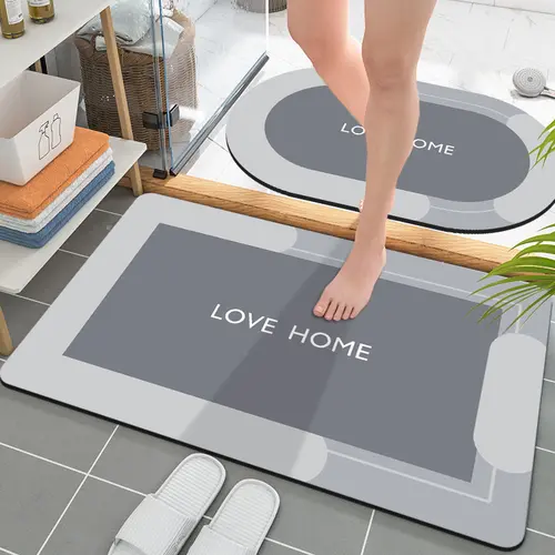 2-Piece Set, 0.1-Inch Thin Model Quick-Drying Bathroom Anti-Slip Mat, Water-Absorbing Mat, Room Decoration, Bathroom Mat, Suitable For Hotels Washbasin