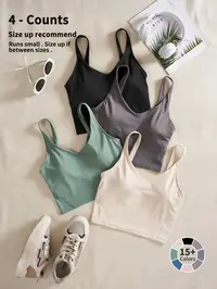 Women's Solid Sports Bra Pack, Quick-Drying Breathable Comfortable Crop Cami Top for Yoga Gym Workout Running, Ladies Sportswear for Indoor and Outdoor Wear, Women Workout Clothes, Workout Bras, Sporty Bra, Summer Athletic Wear