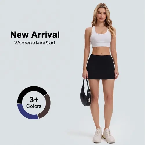 DLOODA Women's High Waisted Plain Polyester Mini Bodycon Pantskirts - Pocket-Ready Fit, Side Zip, Casual Wear