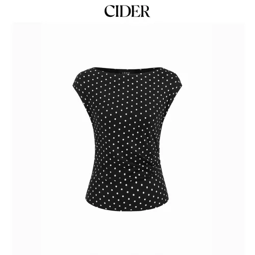 Cider Boat Neck Solid Ruched Short Sleeve Top