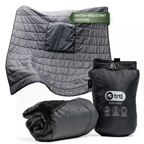 trtl Mini Wrap Compact Fleece Travel Throw Blanket - Bagged, Compressed, Fleece Fabric, Insulated Material, Keep Warm, Lightweight, Water-Resistant Coating, Quilted Insulation, Secure Pocket, Durable, Ideal for Waiting Rooms, Bagged Blankets, Compressed B