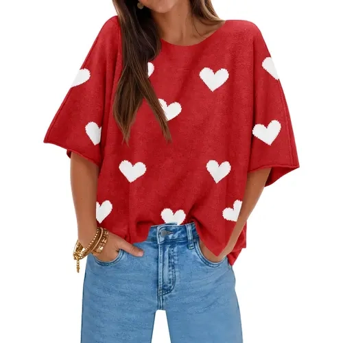 Cicy Bell Womens Half Sleeve Sweaters Oversized Boat Neck Knitted Pullover Sweater Trendy Casual Loose Fit Fall Tops