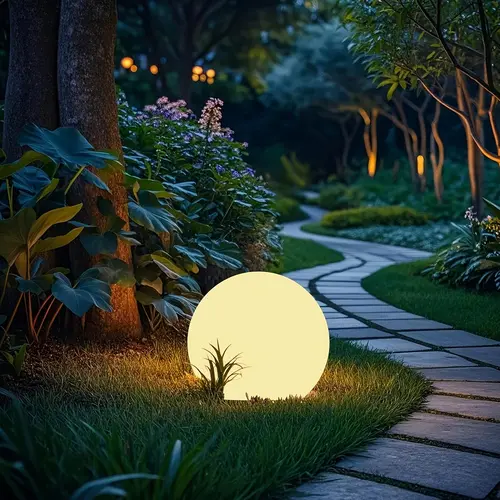 Hoodink 8-in Solar Outdoor Round Lights, RGB Globe Street & Pathway Lamp with Remote, 16 RGB Colors, 4 Dynamic Modes, 6-8 Hours Glow, IP54 Dust-Resistant Waterproof Shell, Ground Stake, Unique Decor for Kids & Friends