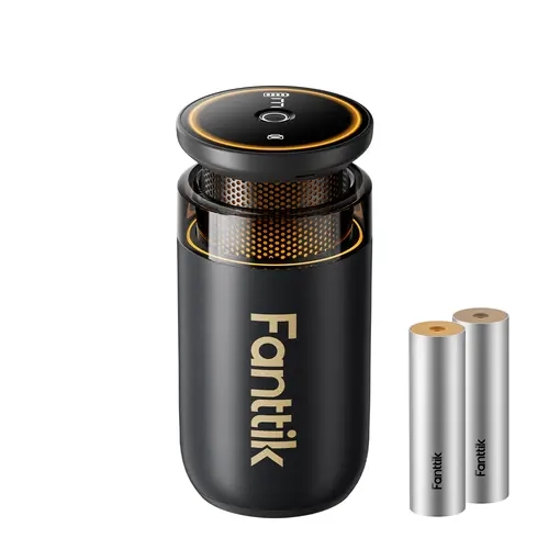 【FathersDayGift】Fanttik N10 Smart Car Air Freshener, Waterless Essential Oil Diffuser with 3 Adjustable Levels and Ambient Light, Auto On/Off, 2550mAh USB-C Battery, Citrus/Woody Scents, Easy Swap Design Summervibes