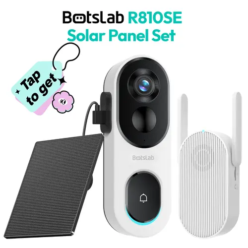 Botslab Solar Powered Security Wireless WiFi Smart Doorbell Camera Set - Home Security System, 180° View, 2-Way Audio, AI Camera Doorbells & Intercoms, 1s Find in Footage, 5200mAh Battery, 2.4Ghz Wi-Fi, No-Subscription Storage, Outdoor Smart Home Gadget