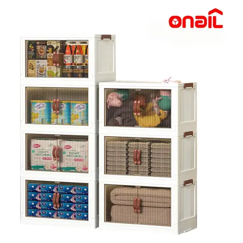 ONAIL Foldable Storage Bins 128QT with Lid Magnetic Doors & Lockable Wheels Stackable Storage Boxes for Living Room Office Kitchen Dorm