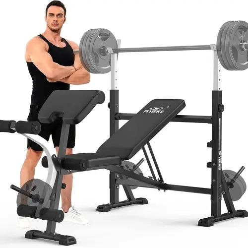 FLYBIRD Series WB10 900lb Capacity 3-in-1 Adjustable Weight Lifting Bench - FED Fitness Home Gym Setup Kit with Easy Assembly, Preacher Curl Pad, Leg Extension for Strength Weight Lifting, Resistance Training