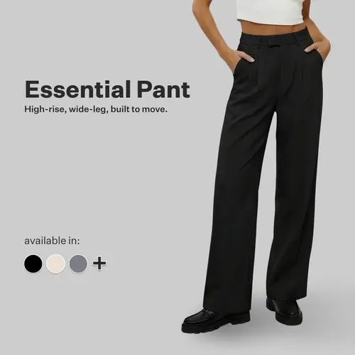 CUTS CLOTHING Women's Essential High-Waisted Wide-Leg Pleated Stretch Knit Crepe Pants - Everyday Hip 4-Pocket Carry, Belt Loops, Spandex, Wrinkle-Resistant Drape Fit Workwear, Pair with Fitted Top/Blazer (Quartz)