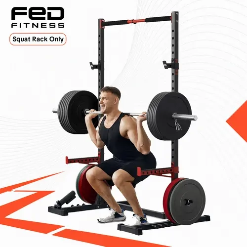FLYBIRD Series SR1 Squat Rack by FED Fitness - Adjustable Workout Equipment with Pull-Up Bar, Inner Width Adjustability, Soft Foam, High-Quality Steel, Compact Footprint, Fits 6ft-7ft Barbells with Ease for Home Gyms Strength Training
