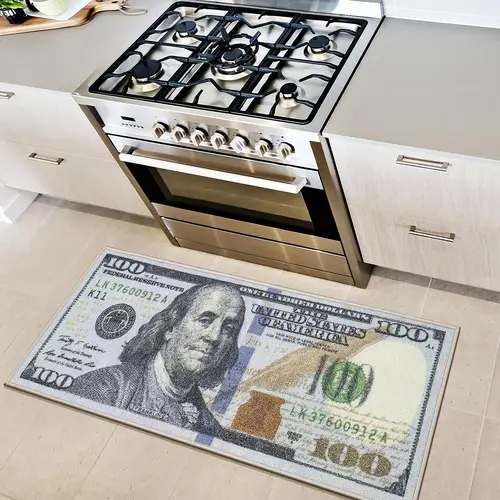 AISOON Durable Indoor Area Rug - 100 Dollar Bill Printed Money Luck Design, Non-Slip, Stain-Resistant, Ultra-Thin Polyamide, Multicolor, 22"x53"/23"x71", for Entryway/Bedroom, Ideal for Room Decor & House Decor Needs, Living Room & Bedroom Items