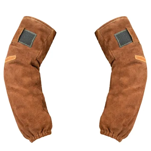 YESWELDER 18.9in Cowhide Leather Welding Work Sleeves - Heat & Flame Resistant Arm Protection with Kevlar Stitching, Cotton Lining, Velcro, Adjustable Velcro on Arm, Elastic Cuff