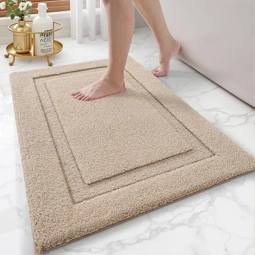 LUMI Geometric Bathroom Rugs Non Slip with Rubber Backing Ultra Soft Absorbent Machine Washable Quick Dry Bath Mat for Shower Floor Bathtub Sink