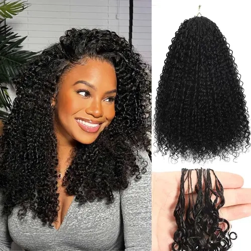 OQ HAIR Kinky Curly Knotless Pre-Separated Crochet Hair Extensions 100% Human Hair 50g/Pack Natural Color