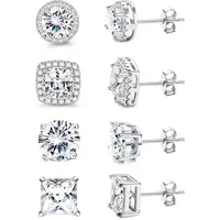 MILACOLATO Cubic Zirconia Stud Earrings Hypoallergenic 925 Sterling Silver Post Earrings Big Brilliant Stud Earrings for Women Men, Men's Accessories, Gifts For Boyfriend summerwins