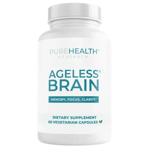 Ageless Brain Supplements for Memory and Focus by PUREHEALTH RESEARCH - Nootropic Brain Supplement - Brain Health Supplements for Adults - with Vitamin B6, Niacin, Alpha GPC & More, 60 Capsules Fitness Edible Dietary Healthcare