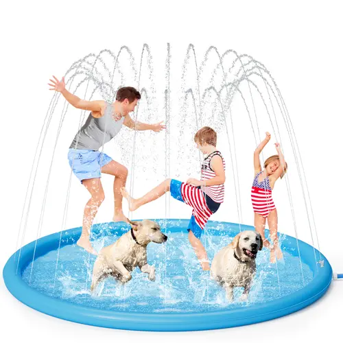 Pecute Dog Splash Pad Sprinkler Mat, Non-Slip Durable Thick PVC Backyard Water Play Mat for Dogs(without PVC pipe ), Portable Pet Wading Pool & Summer Outdoor Toy, dealsforyoudays,petlover,summer essential,summervibes Swimming Pool Set Kiddie Inflatable