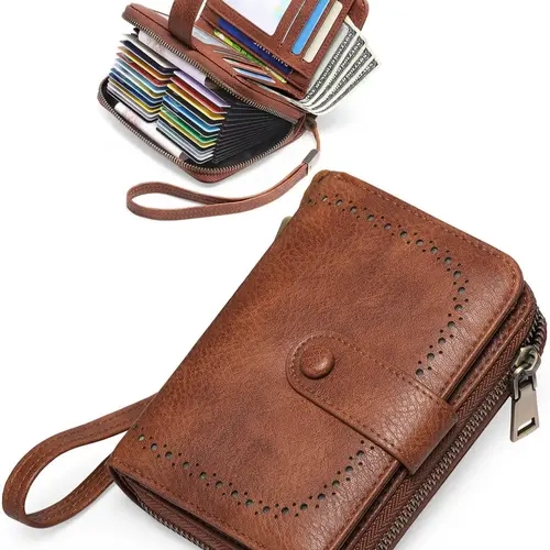Women's Plain Zipper Short PU Leather Wallet, Rfid Blocking Wallets, Durable Wallet, Rfid Protection Multi Card Slot Holder, Casual Daily Wallets As Gift, Zipper Wallet Design, Wallet With Zipper