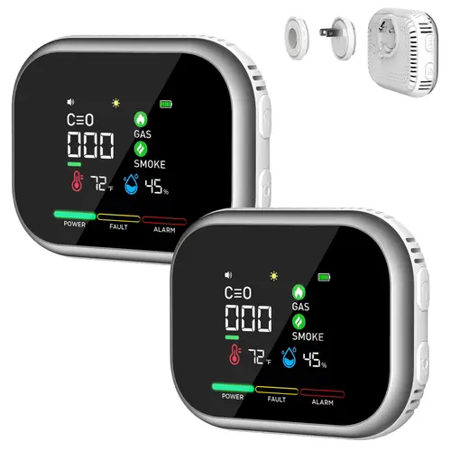 VASAIKO 6-in-1 Portable Detector with Temperature Humidity Sensors Plug-and-Play Design High-Definition Display Accurate Alerts Ideal for Kitchen Garage RVs Apartments Summervibes sohochic