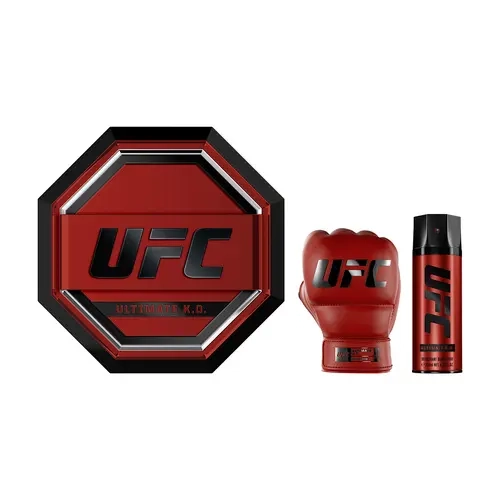 UFC Ultimate K.O. - Cologne for Men and Body Spray Set - Aromatic Woody Perfume for Men with Lavender and Cedarwood Notes - Long Lasting Scent - 2 Pc