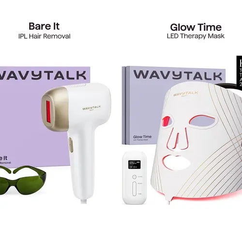 Wavytalk Bundle: IPL Hair Removal, Ice-Cooling 24J Dual- Pulse Painless Salon-Grade and LED Face Mask