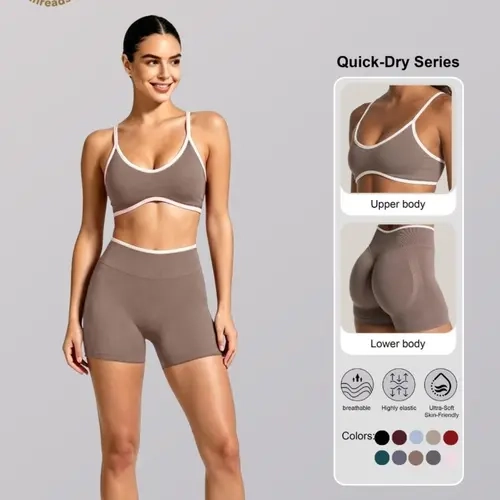New Women's Color Block Sports Bra and Shorts Set, High Elastic Shaping Gym Wear Exercise Clothing Set Fitness Clothes for Yoga and Outdoor Training, Perfect for All Seasons, High Elasticity, All Season Use, Sporty Set