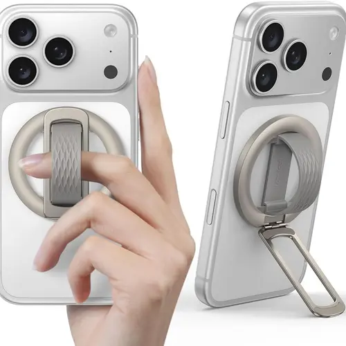 Lamicall MagFlex Magnetic Metal Cellphone Ring Grip & Folding Mount - MagSafe-Compatible Silicone Phone Accessory, 15N Strong Magnet, Adjustable Kickstand, 360° Rotatable Grip Handle, Kitchen & Travel Hands-Free Holder for iPhone 18/17/16/15/14/13