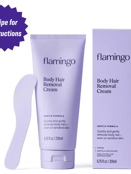 Flamingo 200ml Body Hair Removal Cream, Designed for Sensitive Skin, Unisex Gentle Formula, Smooth Results Last Up to 7 days, Body hair remover for women