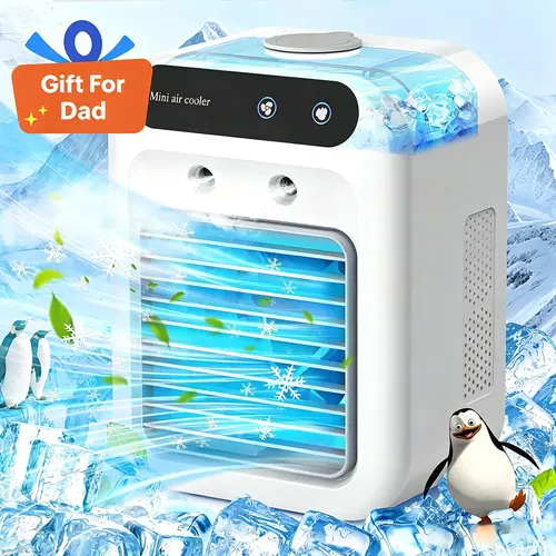 【DealsForYou】  Portable Air Conditioners, 3-In-1 Cooling Fan with 2-Speed Mist Fan, Built-In 1800mah Battery, 500ml Water Tank, Air Cooler for Traveling, Office, Living Room, Bedroom